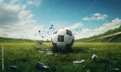 Football Advertising Background, Soccer Tournament Competition and Training For Social Media Post. Generative Ai © CYBERUSS