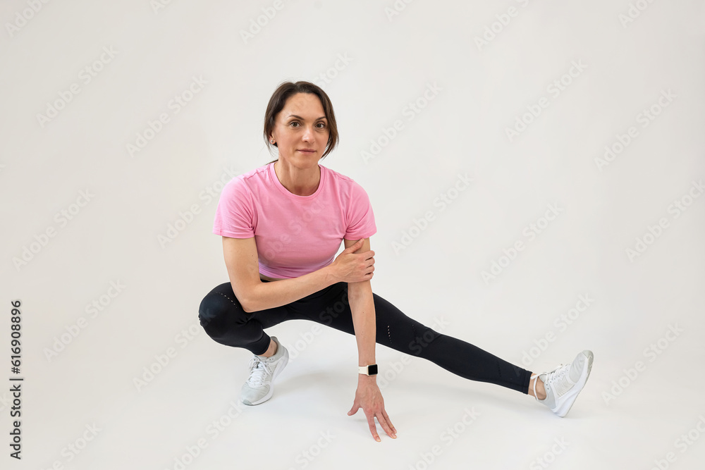 fitness woman make relax yoga stretching exercise isolated on white background fitness woman make relax yoga stretching exercise isolated on white background