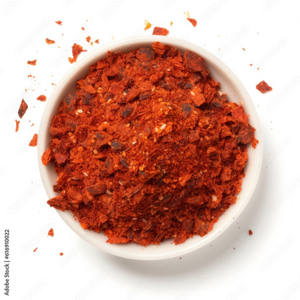 Aleppo pepper isolated on white background. Generative AI Aleppo pepper isolated on white background. Generative AI