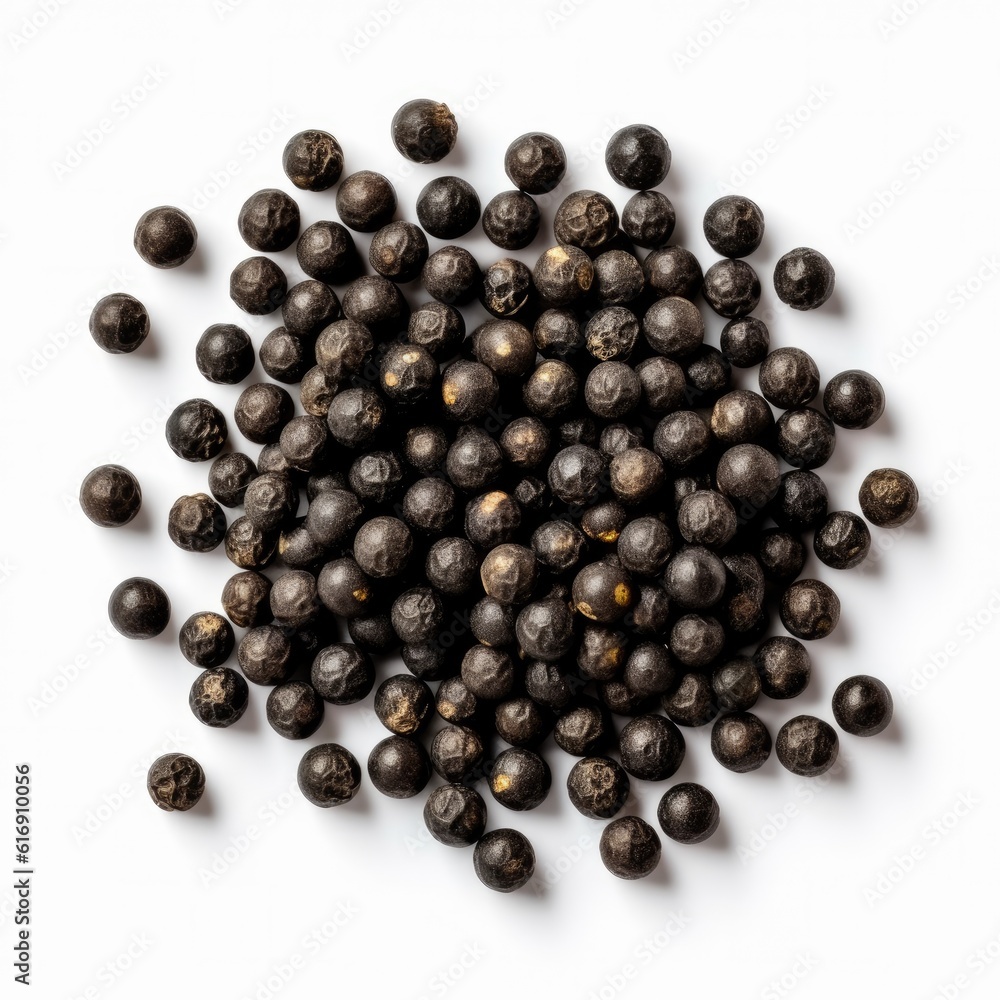 Black mustard seeds isolated on white background. Generative AI Black mustard seeds isolated on white background. Generative AI