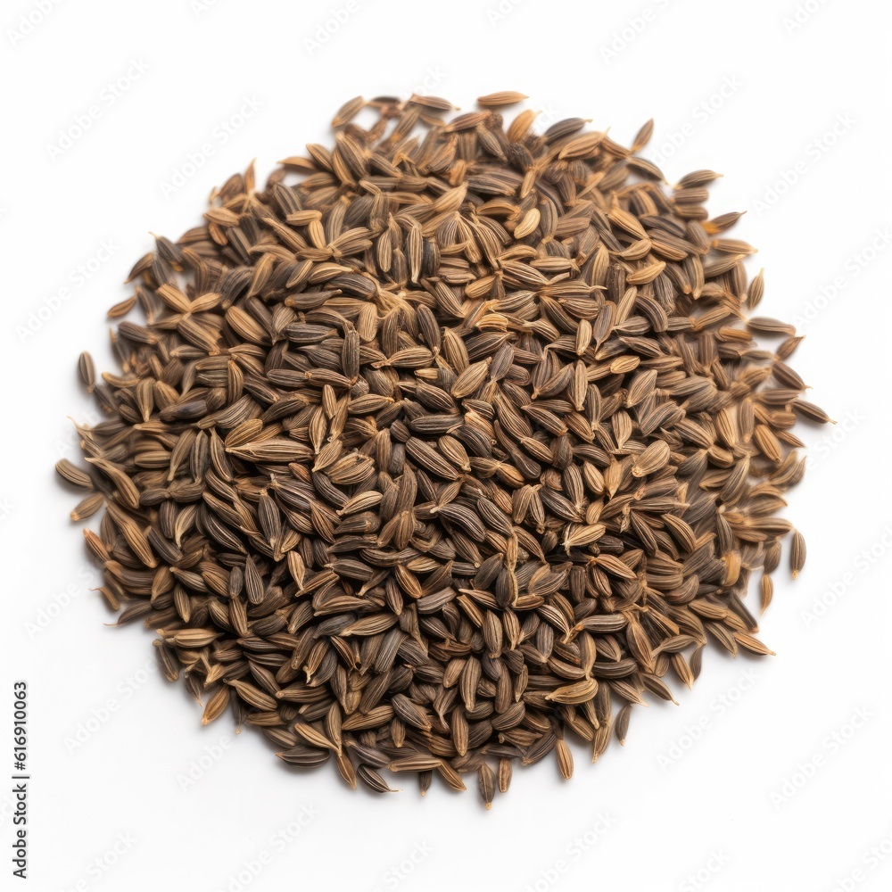Caraway seeds isolated on white background. Generative AI Caraway seeds isolated on white background. Generative AI