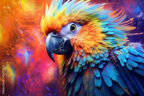 Vibrant and bright and colorful animal portrait poster. AI generated © xartproduction