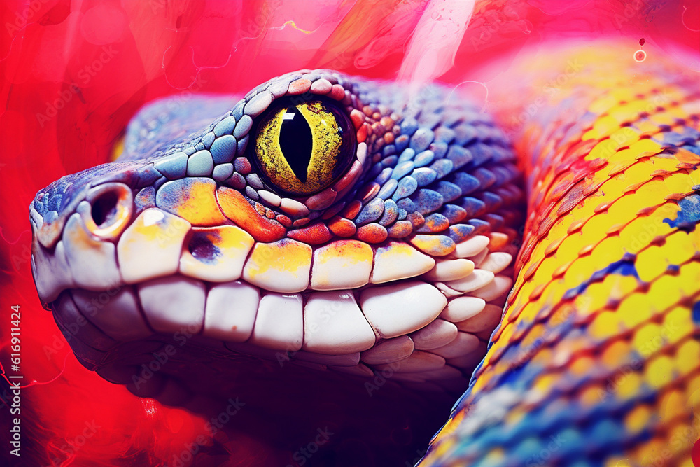 Fototapeta premium Vibrant and bright and colorful animal portrait poster. AI generated