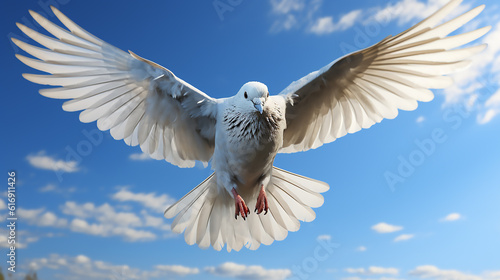 A freedom dove spreading its wings in the sky