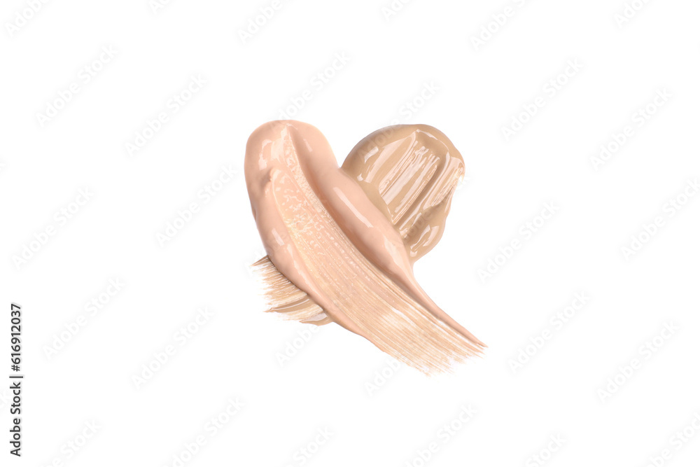 Smears of foundation cream in different shades isolated on white Smears of foundation cream in different shades isolated on white