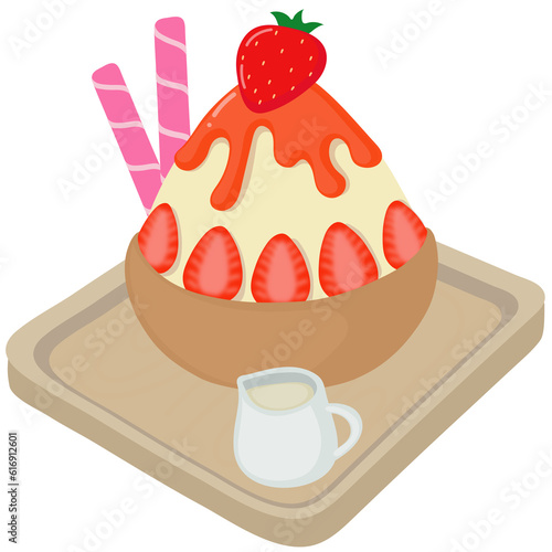 bingsu with strawberries