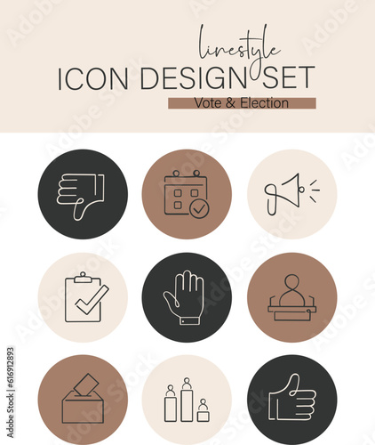 Linestyle Icon Design Set Vote and Election