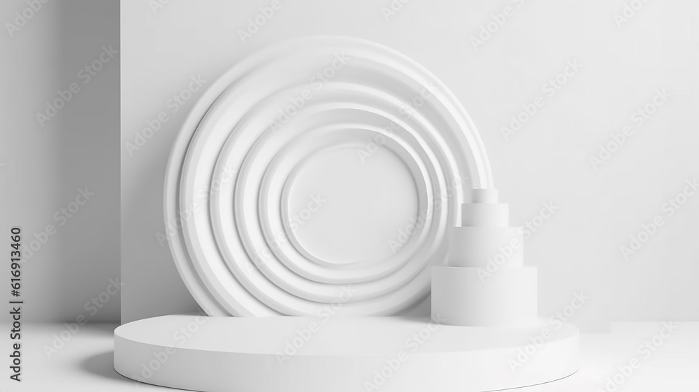 Obraz premium white podium abstract empty three-dimensional platform design. Generative AI