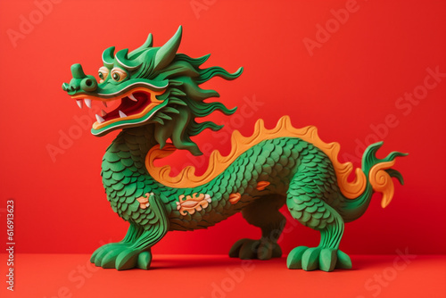 Chinese new year 2024 background , Year of the Green Dragon. Ai generated. © xartproduction