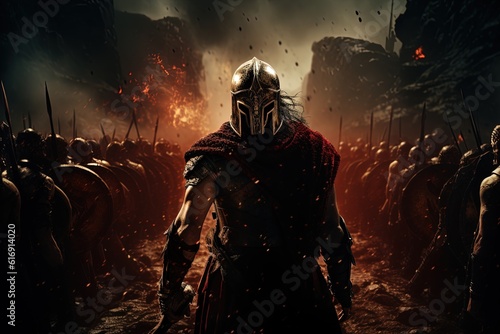 Leonidas Leading Spartans at Hot Gates