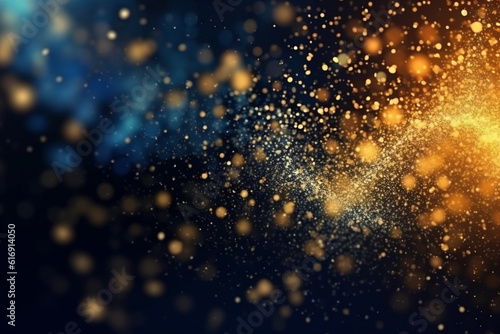 abstract background with blue and gold particle. AI generated.