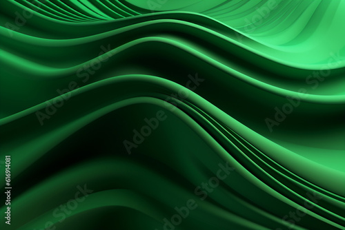 Abstract organic green lines as wallpaper background. AI generated.