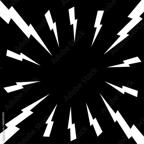 Thunder background. Flash texture. Electric light, power, speed, shock comic cartoon effect. Vector illustration