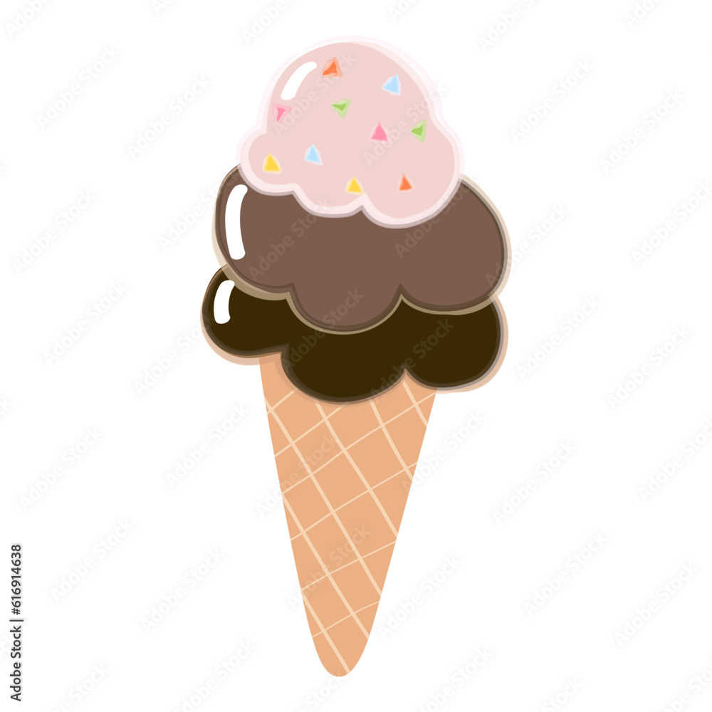 Ice cream in bright cartoon style. Icecream vector in nice colors isolated on white background. Ice cream in bright cartoon style. Icecream vector in nice colors isolated on white background.