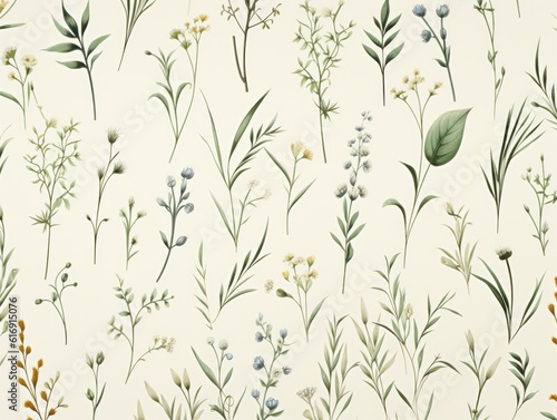 Botanical pattern background. Simple and minimalistic. 