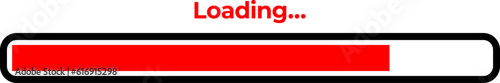 Red and black loading bar isolated on white background.  Load symbol vector illustration.