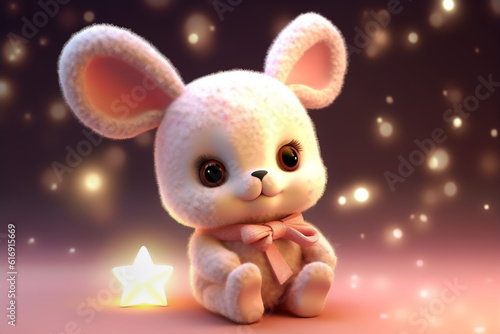 simple cute bright christmas wallpaper with magic plush toy. AI generated.