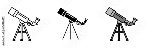 Telescope Icon, an icon representing a telescope, symbolizing exploration, observation, and the wonders of the universe. 