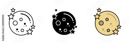 Moon and Star Icon, an icon featuring a crescent moon and a star, representing the beauty and mystique of the nighttime sky. 