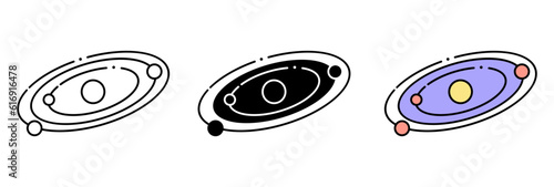 Orbit Icon, an elegant icon representing the concept of orbit, symbolizing the path of celestial objects around a central body.
