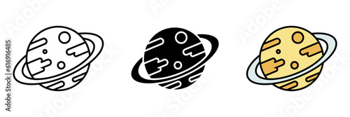 Saturn Icon, A captivating icon representing the majestic planet Saturn with its distinctive ring system..