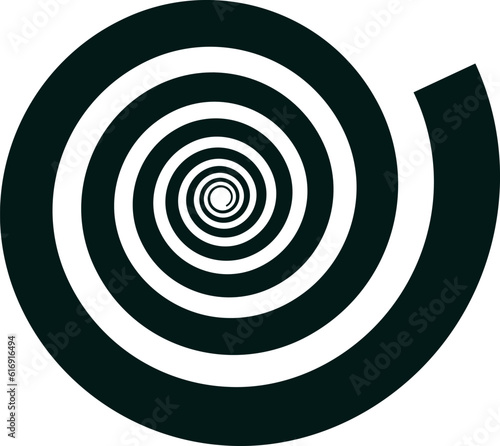 Hypnotic spiral isolated on white background. Psychedelic swirl pattern with radial rays.Swirling hypnotize spiral vector illustration.