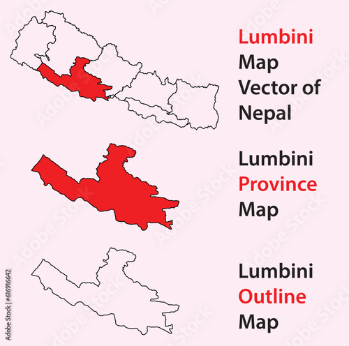 Lumbini map vector of nepal