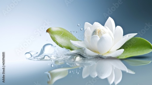 White lotus flower or water lily floating on the water