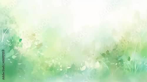 green watercolor foliage abstract background.  Generative AI. spring eco nature © kichigin19