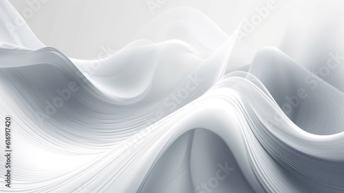 Fototapeta Naklejka Na Ścianę i Meble -  White background paper, 3d render, abstract wallpaper with fold and waves, AI Genrated