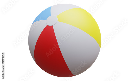 Colorful beach ball isolated on transparent background, PNG,