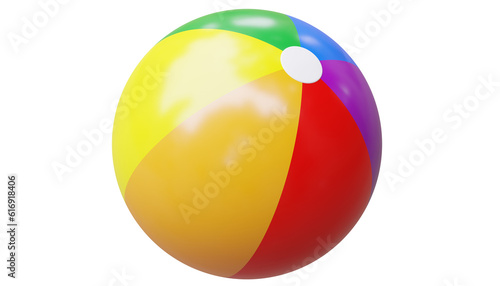 Rainbow colors beach ball isolated on transparent background, PNG,
