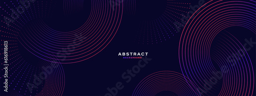 Abstract dark background with gradient circle lines. Digital future technology concept. vector illustration