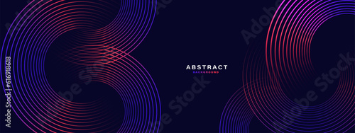 Abstract dark background with gradient circle lines. Digital future technology concept. vector illustration
