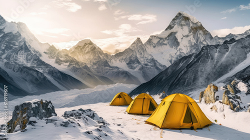a camp in the Everest mountains 