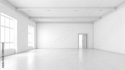 empty white room apartment copy empty space. Generative AI