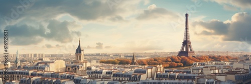 Eiffel Tower rises above the beautiful cityscape. Generative AI © ColdFire