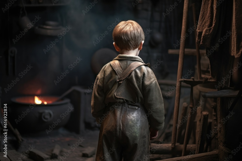 Blacksmith child. Generate Ai Blacksmith child. Generate Ai