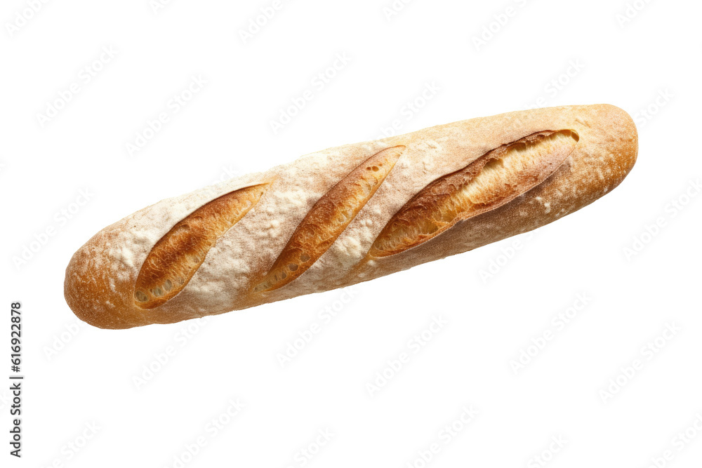 Baguette bread topview isolated on transparent background. Generative Ai Baguette bread topview isolated on transparent background. Generative Ai