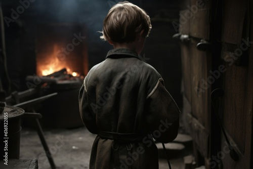 Blacksmith child small. Generate Ai