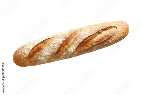 Baguette bread topview isolated on transparent background. Generative Ai