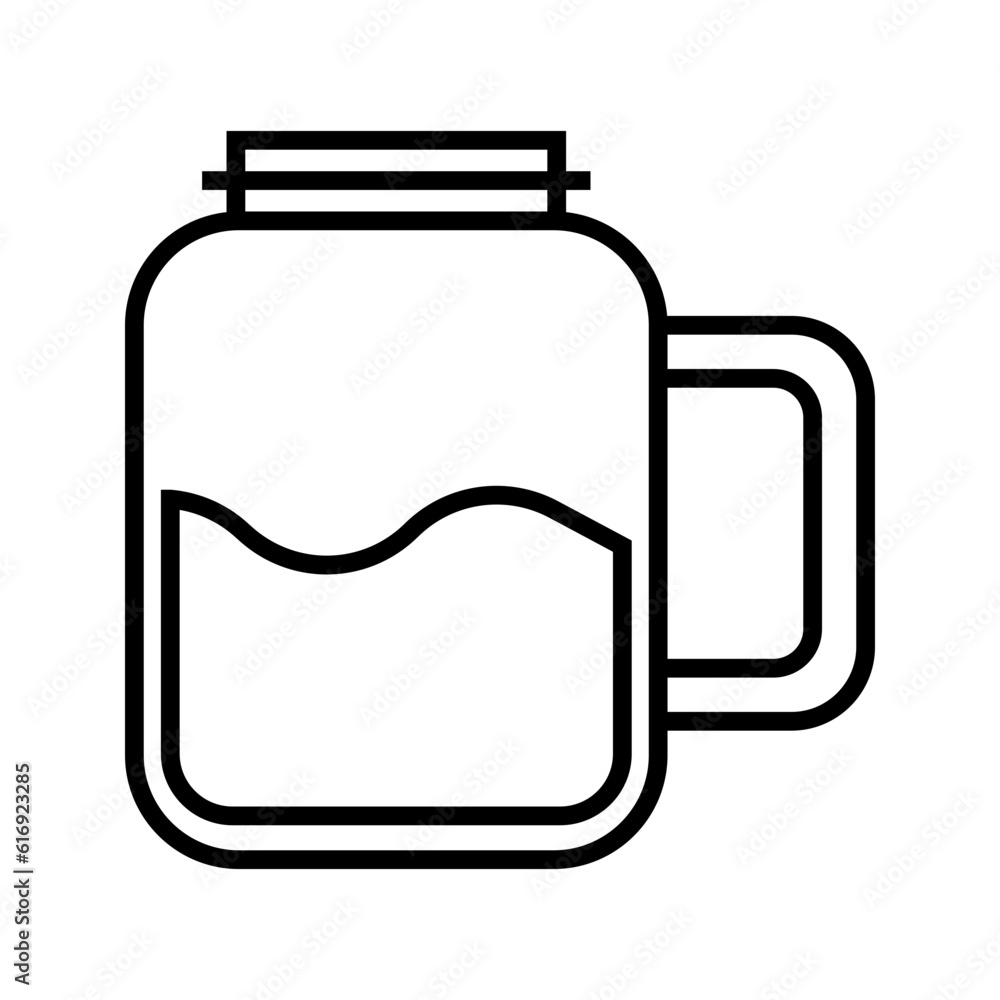 A jar glass with water inside it, icon vector A jar glass with water inside it, icon vector