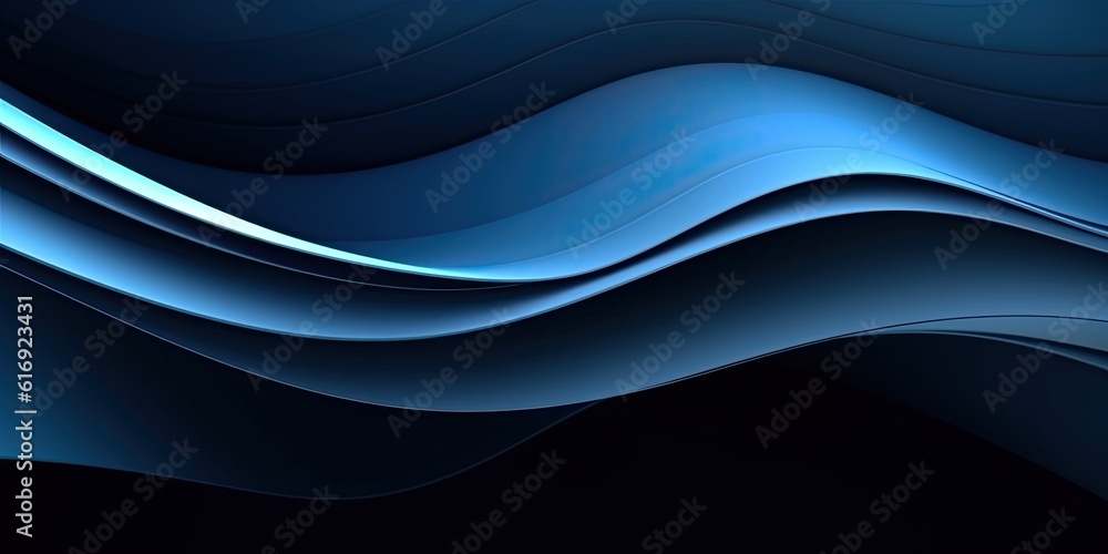 Obraz premium layered style Dark blue paper waves abstract banner made with Generative AI