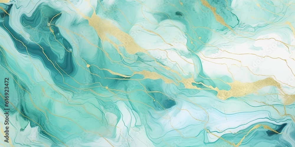 Pastel cyan mint liquid marble watercolor background made with Generative AI Pastel cyan mint liquid marble watercolor background made with Generative AI