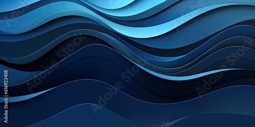 layered style Dark blue paper waves abstract banner made with Generative AI