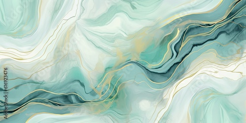 Pastel cyan mint liquid marble watercolor background made with Generative AI