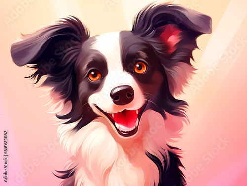 Happy border collie dog background - ai generative
