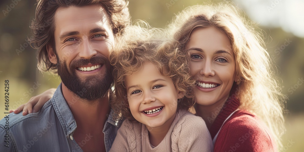 Obraz premium Generative AI. Close up of Parents and children. Family happiness 3d illustration concept. 