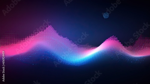 Wave points blue and pink big data visualization background made with Generative AI