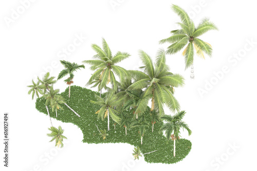 Tropical forest isolated on transparent background. 3d rendering - illustration © Cristian